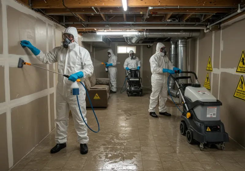 Basement Moisture Removal and Structural Drying process in Pineville, NC